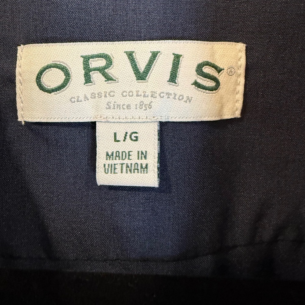 ORVIS Mens Classic Collection Short Sleeve Button Up Shirt Navy L G Polyester - Picture 4 of 6